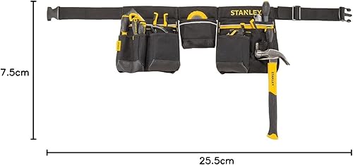 Stanley Werkzeuggürtel verstellbar mit Nageltaschen, Bandmaßtasche, Hammerhalter und zahlreichen Befestigungsmöglichkeiten ohne Werkzeug, 1-96-178 - Cheap-Us