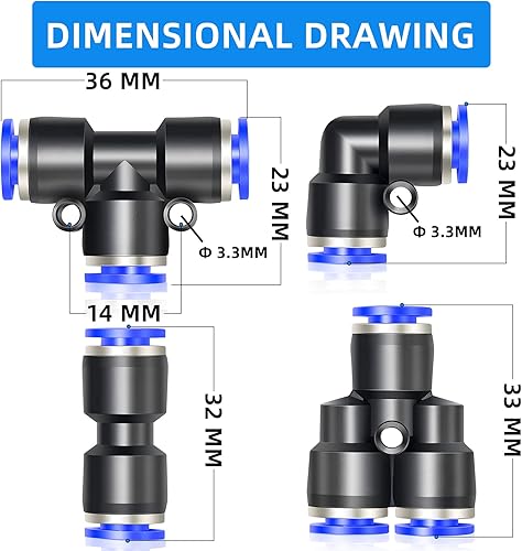 ERGAOBOY 10 Stk Winkel 6mm Rohr AD Push to Connect Rohrverschraubungen Push Lock (PV6) - Cheap-Us