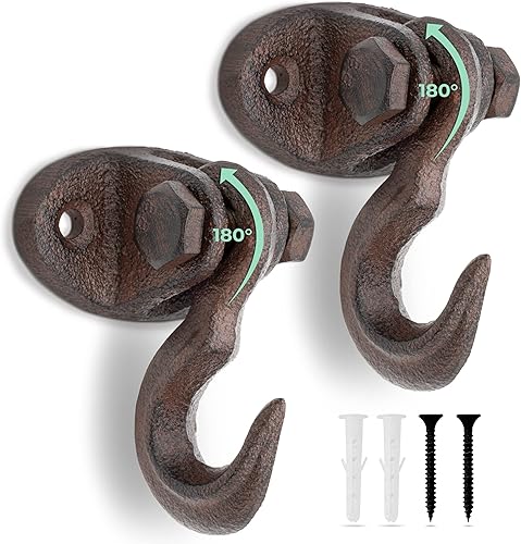 Glaskönig - 2x Rustikale Wandhaken-beweglicher Deckenhaken aus Gusseisen im Landhaus Design-Kleiderhaken antik Garderobenhaken - inkl. Befestigungsmaterial (Haken beweglich-Gusseisen) - Cheap-Us