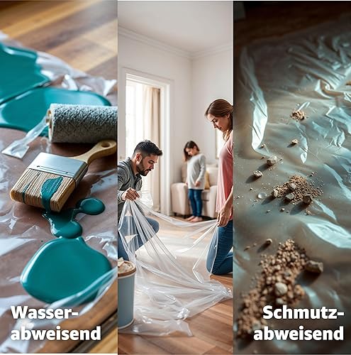6x Malerplane 4x5 meter - Abdeckfolie - transparent & extra stark - als Malerfolie & Malervlies - Abdeckplane für Umzug & Renovierung - Cheap-Us