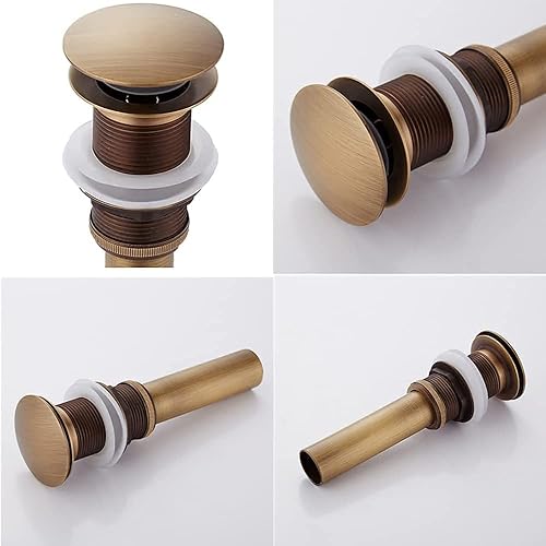 CASEWIND Messing Ablaufgarnitur ohne Überlauf, Antik Pop Up Ventil für Waschbecken, Ablaufventil Retro Vintage für Dusche - Cheap-Us