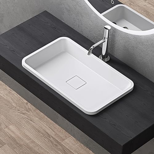 doporro Waschbecken Einbauwaschbecken 53x33x10,5cm Colossum104 Anthrazit matt aus Gussmarmor rechteckig mit Ablaufabdeckung ohne Armatur - Cheap-Us