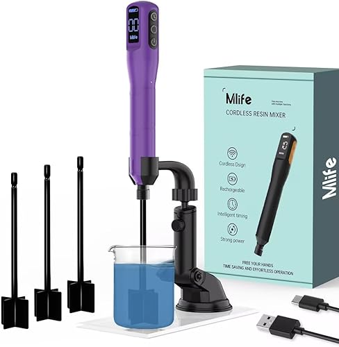 Mlife Upgraded Resin Mixer, Epoxy Resin Electric Stirrer, Paint Mixer & Timed Epoxy Resin Mixer for Epoxy Resin,Silicone Mixing, Resin Molds, DIY Crafts, Epoxy Resin Kit, with Mixer Stand(Black) - Cheap-Us