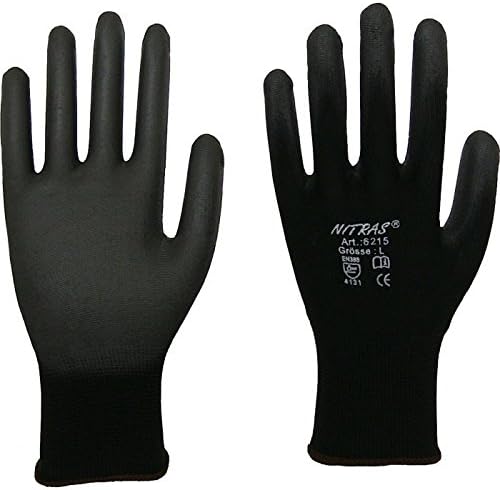 12 Paar Montagehandschuh Nylon NITRAS 6215 schwarz PU Handschuhe Gr.XXXL (11) - Cheap-Us