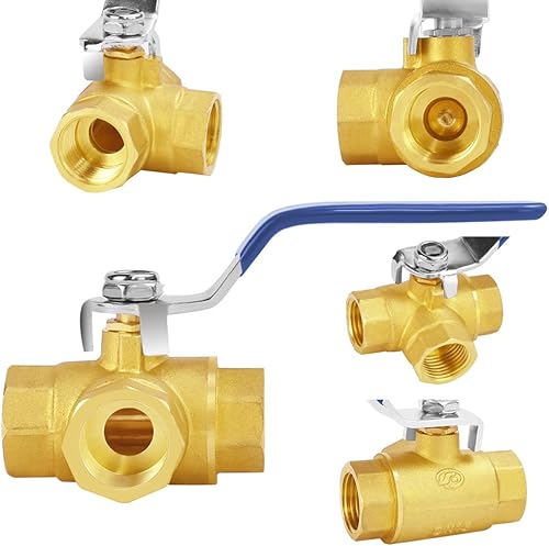 QINERSAW Dreiwegeventil Drei-Wege-Typ Ventil Dreiwege Kugelhahn 3 Wege Ventil Innengewinde Wasserrohr L-Bohrung Absperrventil für Wasser, Öl- und Luftleitungen Hebelgriff, DN15 1/2'' aus Messing - Cheap-Us