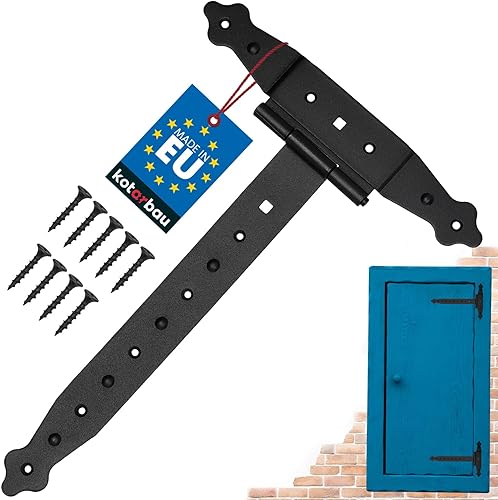KOTARBAU® Kreuzgehänge Schwarz 250 mm Ladenband Scharnier Schwarz Band Platte Torbeschlag Holzverbindung Werfgehänge Pulverbeschichtet Türscharnier Aussen Tor Scharniere Torbänder - Cheap-Us