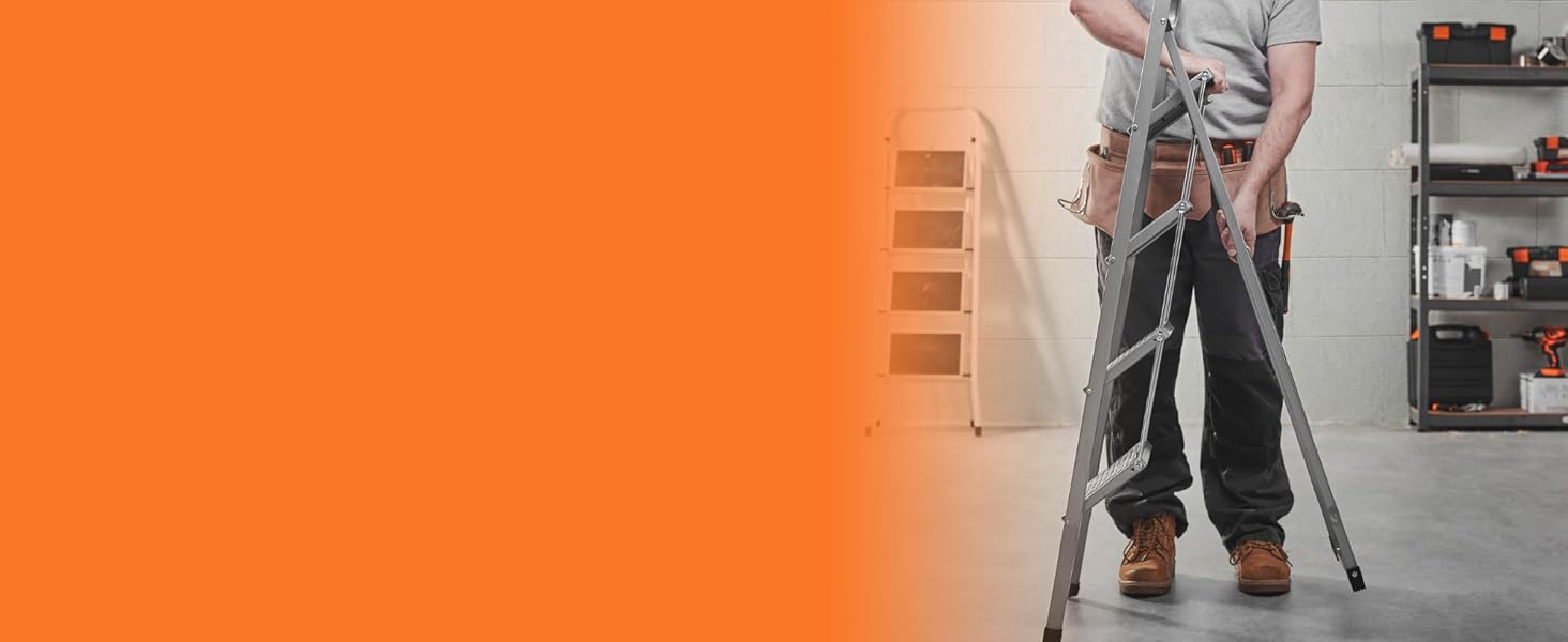 VonHaus Trittleiter 4 Stufen Klappbar