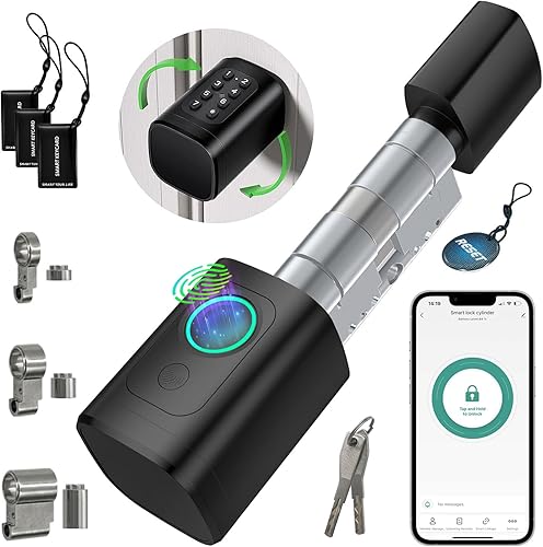 AVATTO Smart Türschloss mit Fingerabdruck und Passwort für 60-90mm Tür, Schließzilinder Länge ist einstellbar, mit Schlüssel, IC-Karte, Unterstützen Smart Life App Fernbedienung - Cheap-Us