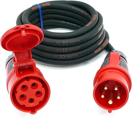 CEE Starkstromkabel (1,5m-50m) 16A Verlängerungskabel Titanex H07RN-F 5x1,5mm² mit PCE Grip Stecker und Kupplung, Business-Line von Event-Kabel (10 Meter) - Cheap-Us