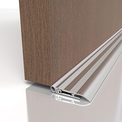 Alumat - Rostfreie Universal Alu Türschwelle 100cm x 5,5cm x 0,8cm - Perfekt als Zugluftstopper für Türen, als Ungezieferschutz oder Wetterschenkel - Cheap-Us