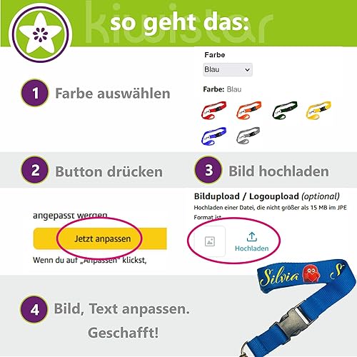 Kiwistar UG - Schlüsselband 25 mm - bedruckt mit Ihrem eigenen Schriftzug und Foto - individuell personalisiert - Lanyards Geschenkartikel Wunschtext - Cheap-Us