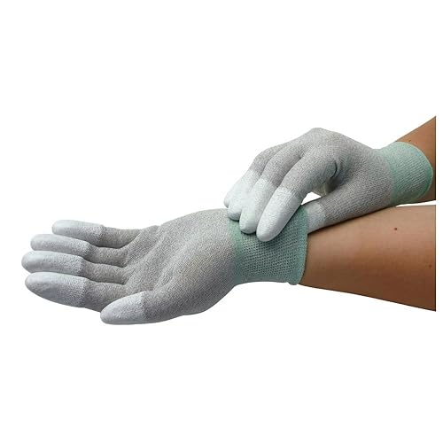 Wetec ESD-Handschuhe, PU-beschichtete Fingerkuppen, M, Carbonfaden (Schutzhandschuh Produktschutz Handschuhe) - Cheap-Us