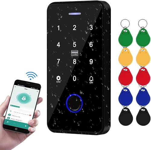 FusyTuly NFC Bluetooth Tuya Access Control Tastatur IP68 Wasserdicht RFID Zugangskontroller 13.56MHz Biometrische Fingerabdrücke Touch Tastatur + 10pcs Chips - Cheap-Us