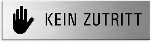 Türschild Kein Zutritt Aluminium Schild Edelstahl-Optik 150 x 40 mm selbstklebend - Cheap-Us