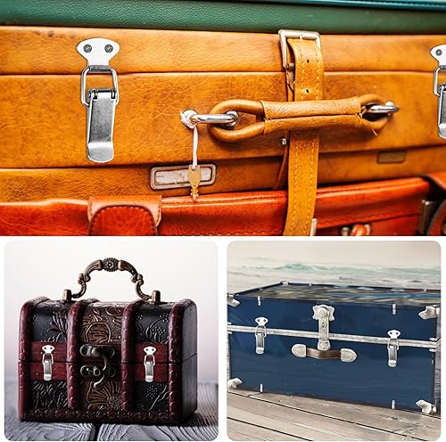 10 Stück Spannverschluss Edelstahl, Kistenverschluss, Schnappverschluss, 56mm Hebelverschluss, Kappenschloss, Klemmverschluss Verschlussriegel Spannverschlüsse für Kofferbox Schrank, mit 40 Schrauben - Cheap-Us