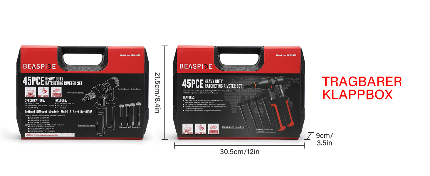 Nietmutternzange Set, Beaspire Nietmutter Kit