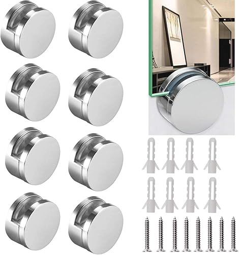 Onous 8 Stück Klemmbefestigung Abstandshalter für Glas Acrylglas Bilder Wall Art Schraubenmontage Zinklegierung Spiegelclip Spiegelhalterung Halter inkl 8Edelstahlschrauben und 8Dübel - Cheap-Us