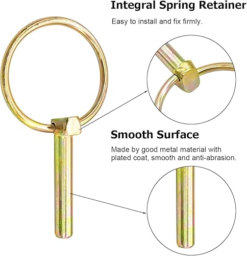 JNNJ 4 Stück Klappsplinte, Rasen-Verschlüsse, Strapazierfähiger Lynch-Stift-Schaft Mit Federbelastung, Linch-Haltestifte Für Traktoren, Anhänger, Rasenmäher(M8) - Cheap-Us