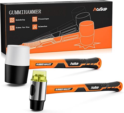 AojSup 2 tlg. Gummihammer Set, Inklusive 45mm Gummihammer und 30mm Doppelseitiger Weicher Hammer, Langlebiger Schonhammer für Indoor und Outdoor - Rutschfestem & Stoßdämpfendem Griff - Cheap-Us