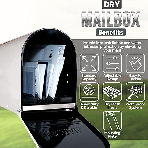Dry Mailbox - Outdoor Metall Briefkasten mit Briefkasteneinsatz zum Trocken halten | Wetterfester Briefkasten für sichere Lieferungen | Standardbriefkasten US Postdienst zugelassen - Weiß - Cheap-Us