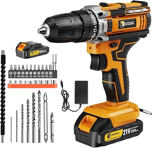 CONENTOOL 21V Akkuschrauber Set, Akku bohrschrauber mit 2000mAh Akkus, 45 N.m Max Akkuschrauber, Drehmoment auf 25+1 Stufen, bohrschrauber mit 30PCS - Cheap-Us