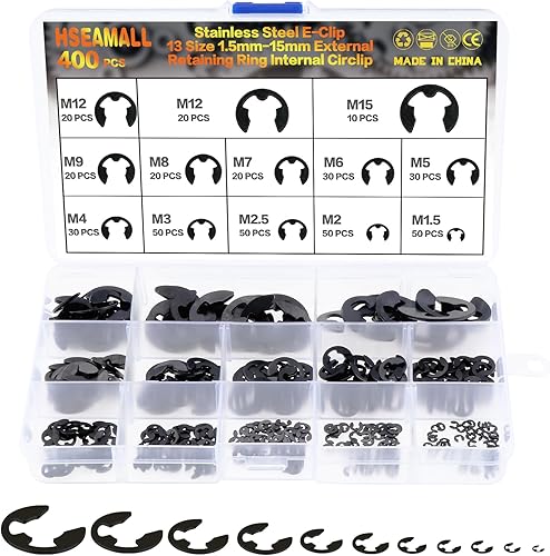 HSEAMALL 315 Stück Sicherungsringe Set, Sprengring E-Clips Metall C-Clip Seegering Sortiment 15 Typen Sicherungsscheiben für wellen,Schwarz - Cheap-Us