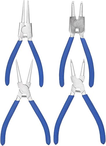 4tlg Sprengringzangen, Seegering-Zangen Seegeringzange Set Sicherungsringzange Professionelle 7 Zoll Mit tauchbeschichteten Griffen für Außen und Innensicherungsringe - Cheap-Us