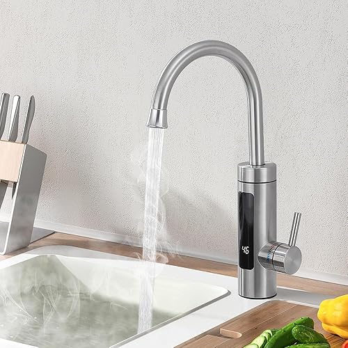 HOMELODY Elektrischer Wasserhahn mit Durchlauferhitzer 230V,Wasserhahn Küche Durchlauferhitzer Küche LED Elektrischer Küchenarmatur Edelstahl - Cheap-Us