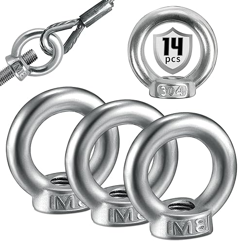 14 Stück Ringmutter M8, 304 Augenmutter M8 Edelstahl Ringösen M8, M8 Gewinde ösenschraube Zubehör Augenmutter für Befestigen Sie hängende Ornamente, Blumentöpfe, Schaukelständer Usw - Cheap-Us