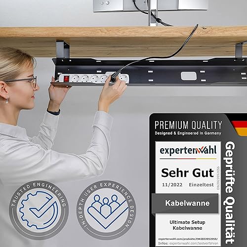 Ultimate Setup® Kabelwanne Schreibtisch für bestes Kabelmanagement - Im Kabelkanal Schreibtisch einfach Kabel verstecken (schwarz) - Cheap-Us
