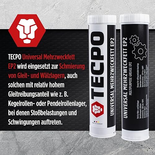 TECPO 10x Universal Mehrzweckfett 400g– Kartusche Schmierfett, Lithiumfett, Universalfett, KFZ-Schmierung, wasserbeständig - Cheap-Us