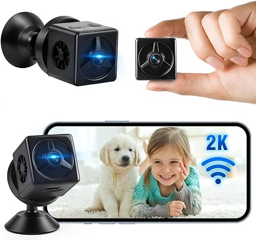 KIMTAR Mini Kamera, Mini Überwachungskamera 2K HD Überwachungskamera Innen, Mini Kamera Live Übertragung Handy Bewegungsmelder Nachtsicht für Startseite Büro Sicherheit - Cheap-Us