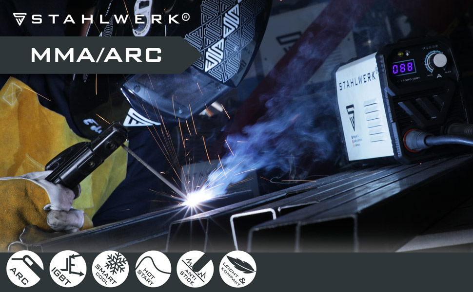 STAHLWERK Schweißgerät ARC 200 MD Digital - DC MMA | E-Hand | Lift-TIG Inverter mit 200 Ampere