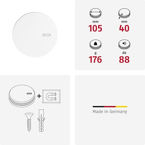 ABUS Rauchmelder RWM250 mit 12-Jahres-Batterie & Hitzewarnfunktion - für Küchen, Wohnräume und Wohnwagen - Q-Label & DIN EN14604 zertifiziert - Weiß - Cheap-Us