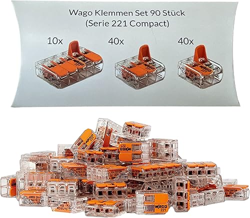 Wago Klemmen Set 90 Stück Serie 221 Compact 2, 3 und 5 polig 221-412 221-413 221-415 - Cheap-Us