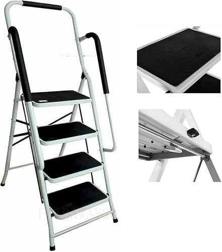 2 Stufen Tritthocker, Mini-Hocker, Klapptritt 2 Stufen Stahl Faltbare Trittleiter Klappbar Leiter mit Rutschfester Gummimatte, Sicheres Breites Pedal, Haushaltsleiter Tritthocker, bis 150 kg belastbar - Cheap-Us