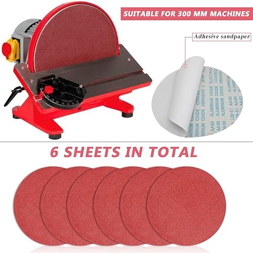 6 Stück Selbstklebendes Schleifpapier / 300 mm (12 Zoll) hochwertiges Aluminiumoxid-Schleifmittel. Geeignet für die Oberflächenbehandlung von Holz, Stein und Metall - FEIHU (60 Körnung) - Cheap-Us
