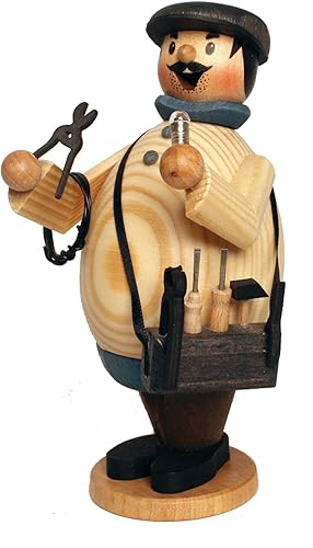 Drechslerei Kuhnert - Rauchmann / Räucherfigur aus Holz - Max als Elektriker - 16cm Höhe - Made in Germany - Cheap-Us