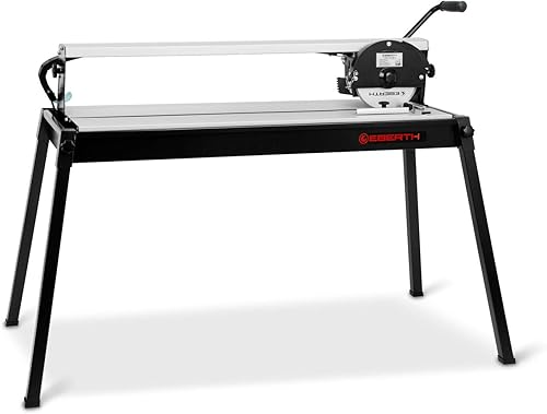 EBERTH Fliesenschneidmaschine Nass, Elektrisch 800 Watt Leistung, 620mm Schnittlänge, Nassschneider mit Tisch, Pumpe und optischem Laser, Elektrischer Fliesenschneider mit 200mm Diamanttrennscheibe - Cheap-Us