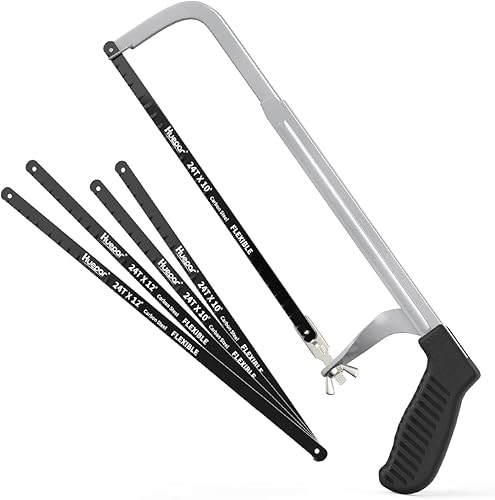 Huepar Metallsäge 250mm / 300 mm Einstellbare Bügelsäge, mit 4 austauschbare Sägeblätter (2 x 250mm, 2 x 300 mm) für Stahlrohr, PVC, gefrorenes Fleisch, Tischlerei - HGJ121 - Cheap-Us