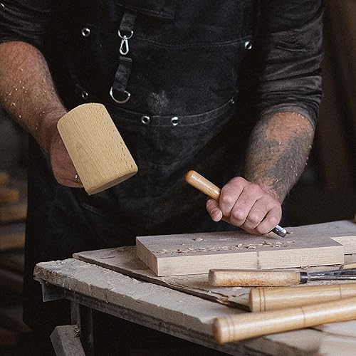 LIANCHEN Holzhammer Klüpfel Holzhammer Werkzeug Holzhammer Rund Solider Hammerkopf mit Komfortablem Gratfrei für die Montage Aller Arten von Holzmöbeln und Schlagwerkzeug für Heimwerker in Lederwaren - Cheap-Us