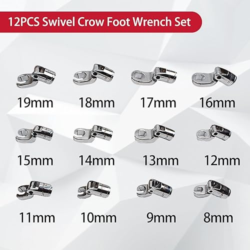 CCLIFE 19tlg Hahnenfußschlüssel Hahnenfuß Schlüssel Steckschlüssel Drehmoment 1/2' 3/8' Außenvierkantantrieb | 8-32mm - Cheap-Us