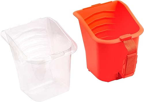 MIVOS Farbeimer mit 5 Stück Einlagen - 1L Farbbecher - regulierbarer Griff - Kunststoffeimer - Baueimer mit speziellen Rillen - orange - robuster Kunststoff - Made IN EU - Cheap-Us