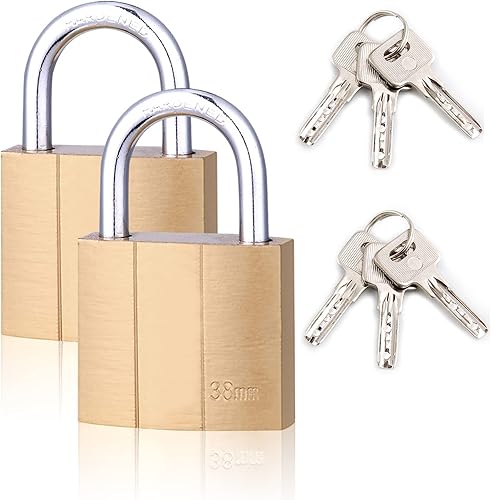 Vorhängeschloss 2er Set mit 6 Schlüssel, 38mm Schloss Wetterfest Schlösser mit Schlüssel Lock für Koffer Schränke Garage Spinde - Cheap-Us