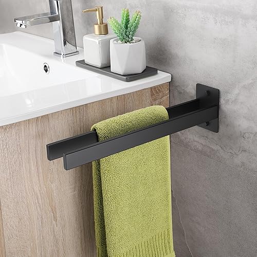 OETAMS Handtuchhalter Ohne Bohren Schwarz Matt Handtuchstange Edelstahl Handtuchhalter Bad Eckig Hantuchhalterung Einarmig Badetuchhalter - Cheap-Us