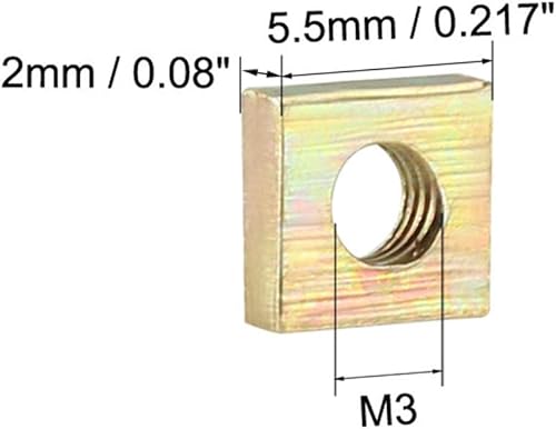 sourcing map 100 Stücke Vierkantmuttern M3x5,5mmx2mm gelb verzinkt metrisches Sortiment Kit - Cheap-Us