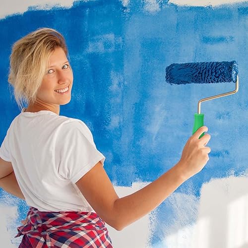 Orssmigs 200 mm Rollputz Malerset Farbroller Wandfarbe Spachtelwalze Lackwalzen Set Auftragswalze Malerrolle Bügel Putzwalze aus Polyester mit Bügel für Wandfarbe - Cheap-Us