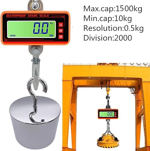 Hängende Waage mit Fernbedienung 1500KG 3000lbs, Digitale Hängewaage Elektronische Kranwaage Zugwaage mit präzisem Sensor & LCD-Anzeige, Wildwaage Mini Waage mit Haken für Bauernhof, Fabrik, Jagd - Cheap-Us