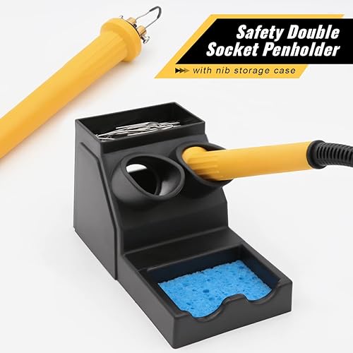 Pyrographie Maschine mit 2 Stifte, Luriseminger 60W Holzverbrennungs Kit mit 30 Pyrography Drahtspitzen, 0-700℃ Einstellbare Temperaturregelung Brandmalerei Lötkolben Set für Holz Leder Bambus - Cheap-Us