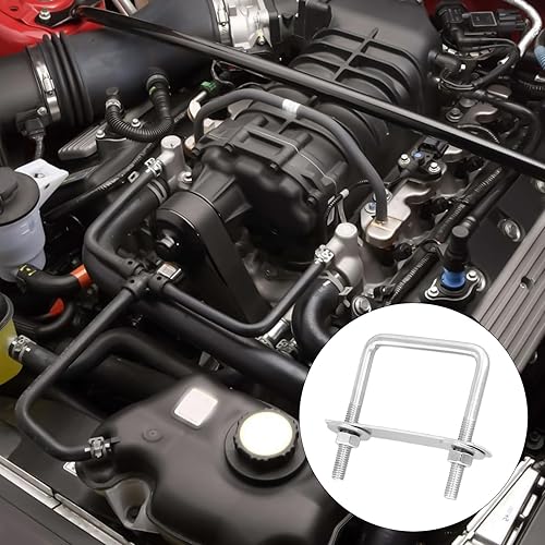 FUNSUEI 10 Stück U Schrauben M8 Edelstahl, 65 x 80 mm, U Bolzen Bügelschraube mit Muttern und Rahmenplatte, U Bolzen Bügel mit Gewinde für Rohr Befestigung, Auto Abschleppen - Cheap-Us